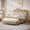 Natural, variant on Full Extra Long(Full XL) Size Bed Frame with Storage Headboard, Built-in Charging Station, Wavy Curved Lines Design, Silent Operation, Metal Support