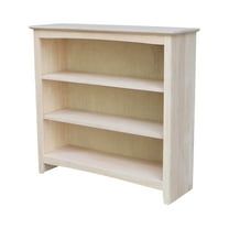 HomeStock Gothic Grace Butcher Block Solid Wood Bookcase with Adjustable and Fixed Shelves in Unfinished Rustic Design-Size:38 x 12.3 x 36