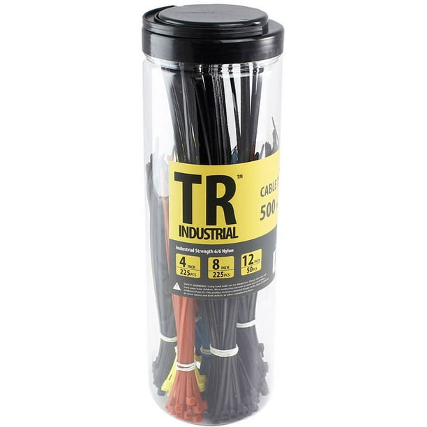 TR Industrial 88300 Assorted Cable Ties Set (500 Piece), 7", Black/Red