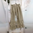 thumbnail image 2 of Yuyuzo Womens Ruffled Loose Pocket Pants Plus Size Pants Wide Leg Solid Color Hem Elastic Waisted Trousers, 2 of 6
