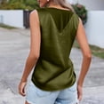 thumbnail image 4 of Qwertyu Satin Tank Tops for Women Dressy Casual V Neck Sleeveless Silk Blouse Loose Fit Camisole Tops Business Work Shirts Green XL, 4 of 4