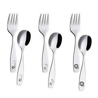Toddler Utensils Kids Spoon and Fork Set 18/8 Stainless Steel Silverware BPA Free Cute Giraffe Child Flatware with Travel Case for Age 3+