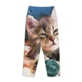 thumbnail image 5 of Disketp Playful Cat Print Women'S Comfy Pajama Pants Casual Drawstring Palazzo Lounge Wide Leg Pants, 5 of 9