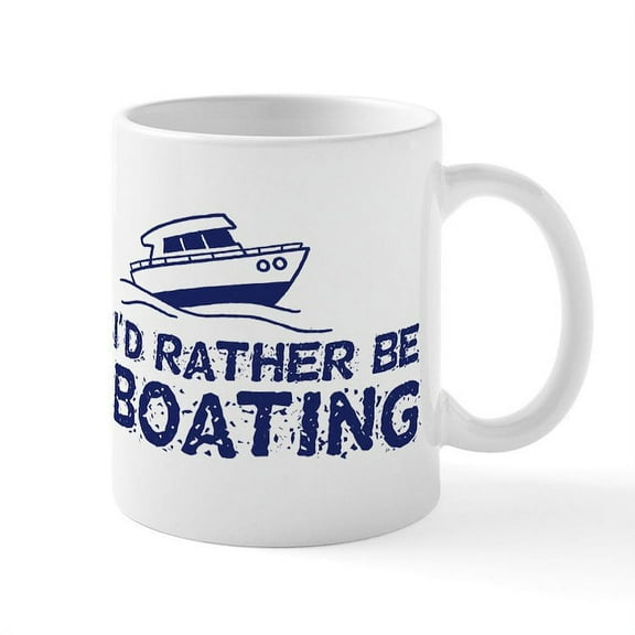 CafePress - I'd Rather Be Boating Mug - 11 oz Ceramic Mug - Novelty Coffee Tea Cup