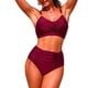 thumbnail image 2 of Trajes de baño Tankini Amzcrzy para mujer , moda, sin mangas, bikini sólido, traje de baño push-up, traje de baño acolchado, blusa, pantalones, cuello en V, nudo frontal, conjuntos de dos piezas, 2 of 5