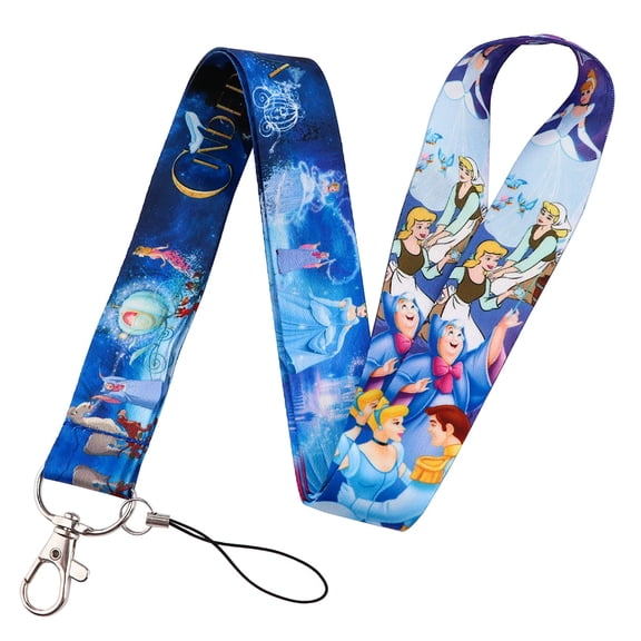 Anime Source Cinderella Princess Glass Slipper Cartoon Movie Lanyard Keychain ID Badge Holder