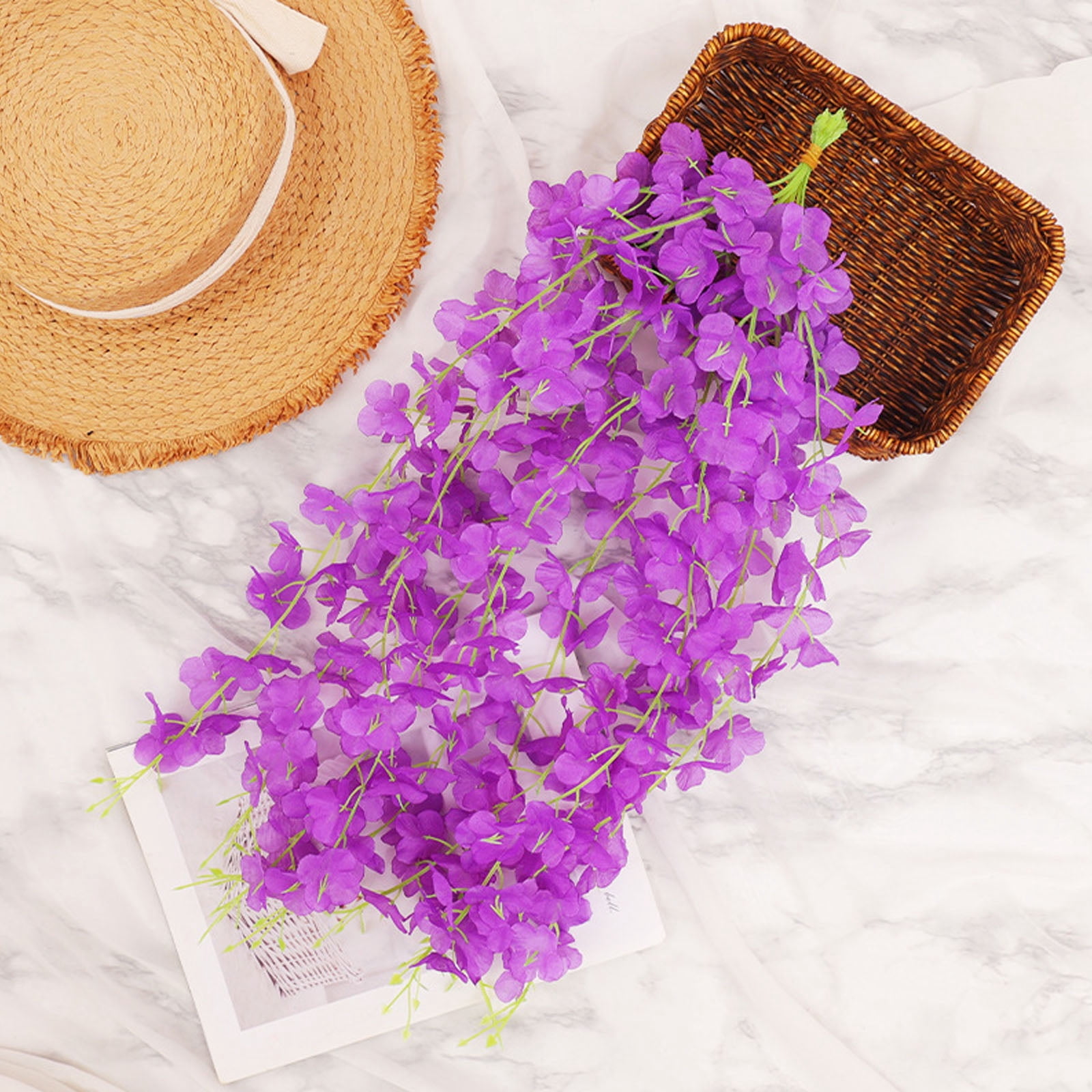 ERTZAE Yellow 23.62" Wisteria Vines Silk,Artificial Flowers,Wisteria Vines Hanging Flowers Silk Wisteria String For Home Garden Party Wedding Decor,Wedding Arch Floral Party Garden Ceremony