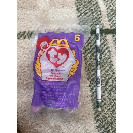 McDonalds Ty Teenie Beanies #6 Happy the Hippo Sealed New W 1 100 Money Pencil