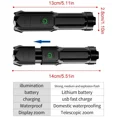 thumbnail image 2 of Potente linterna LED recargable USB 18650 impermeable Zoom pesca caza Camping 100,000 lúmenes linterna táctica LED FL, 2 of 5