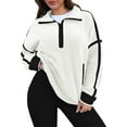 thumbnail image 4 of Huankd Women's Sherpa Fleece Pullover Half Zip Oversized Sweatshirt with Pockets Soft Warm Fuzzy Jacket for Fall Winter White L, 4 of 4