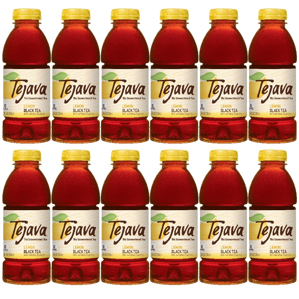 Tejava Lemon Black Iced Tea, 12 Pack, 16.9oz PET Bottles, Unsweetened, Non-GMO, Kosher, No Sugar or Sweeteners, No calories, No Preservatives, Brewed in Small Batches