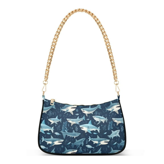 Sharks LeavesWomen Small Shoulder Bag Crossbody Tote Hobo Bags Purse Clutch Handbags with Chain Strap for Women