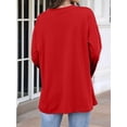 thumbnail image 4 of Hauts pour Femmes Manches Longues Col en V Tunique Décontractée Hauts Basiques Chemises Coupe Ample Blouse Rouge G, 4 of 7