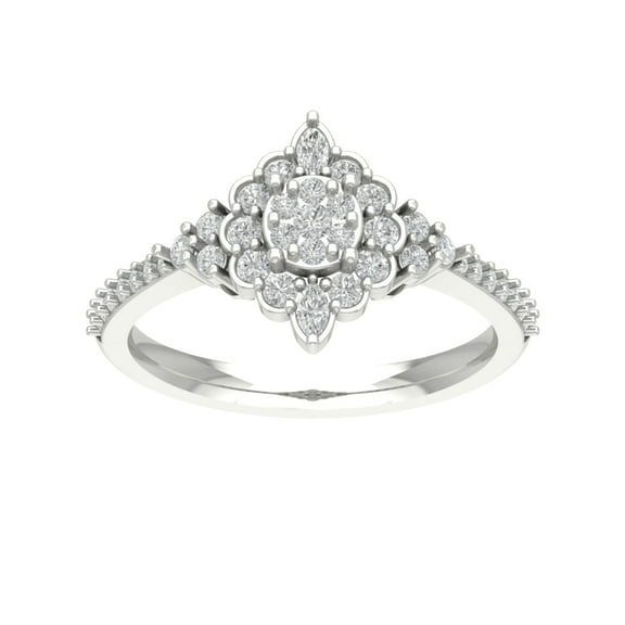 Araiya Sterling Silver Diamond Halo Flower Shape Ring (5/8 cttw, I-J Color, I2-I3 Clarity), Size 7