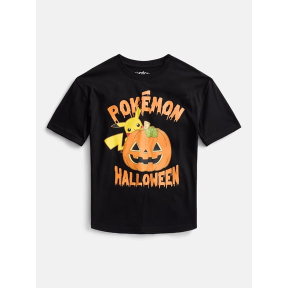 Pokemon Pikachu Little Boys and Big Boys Halloween Graphic Tee, Sizes 4-18