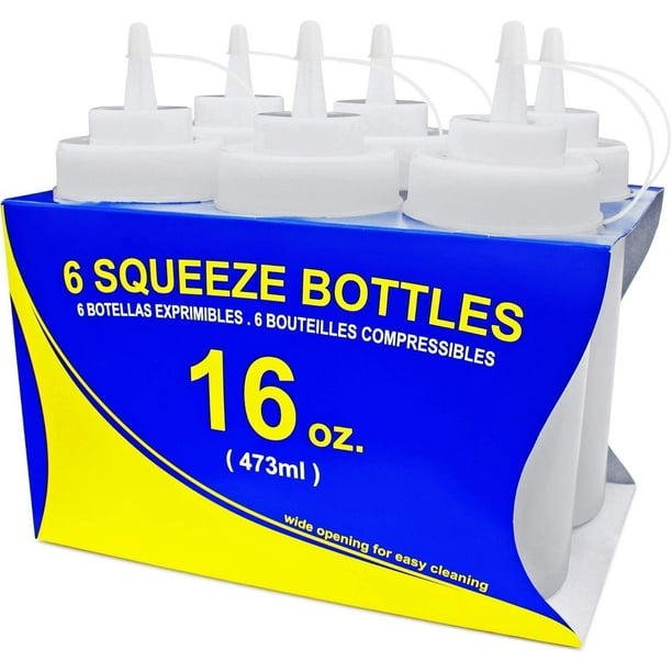 Botellas Squeeze Bottles New Star Foodservice de plástico, 473 ml, paquete de 6