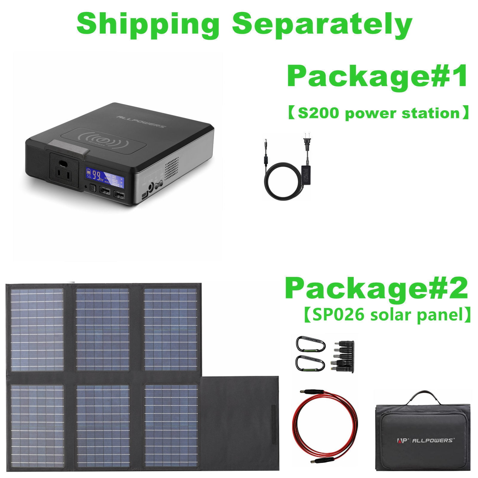 ALLPOWERS S200 Solar Generator Kit, 200W 154Wh Portable Power Station with  SP026 60W Foldable Solar Panel, Portable Generator Charger for Camping, 