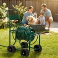 thumbnail image 5 of Zimtown Iron 4-Wheel Garden Hose Cart, Heavy Duty Pipe Truck with Dark, Green, 5 of 11