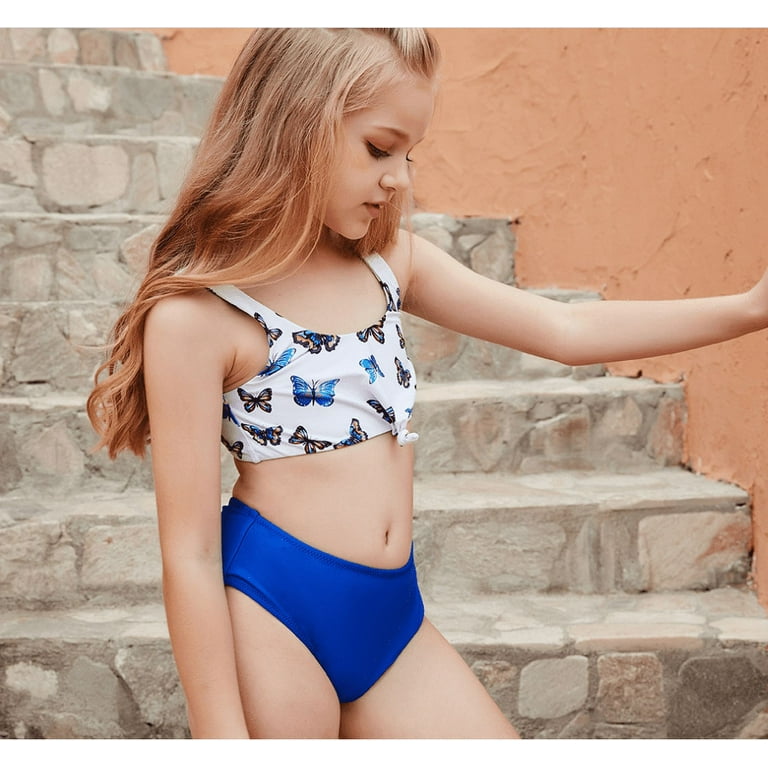 Girl s Bikini Set Smocking Lace Vest Kids Sling High Waist Short Sets Outfit Two Piece Cute Swimsuits Bathing Suits Summer Clothes