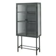 thumbnail image 6 of Tall 2-Door Square 3 Shelf Steel Accent Cabinet with Fluted Glass-Black, 6 of 7