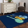 thumbnail image 4 of Colored Instruments Washable Area Rugs 2.7'x5', Retro Green Yellow Blue Guitar Blue Low Pile Throw Living Room Rug Non-Slip Sturdy Edge Binding Carpet for Indoor Entryway Bedside Kitchen, 4 of 9