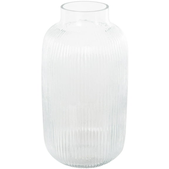 DecMode 14" Ribbed Glass Vase