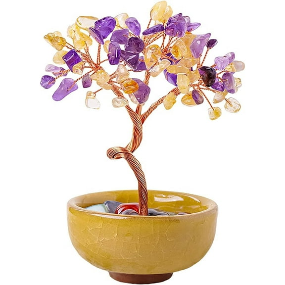 SONGAUN 9 Branches Tree of Life Crystal Tree, Crystal Gemstone Tree, Money Tree, Feng Shui Bonsai Tree, Crystals & Healing Stones, Office Desktop Decoration Spiritual Gifts