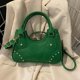 thumbnail image 1 of Bolso de hombro Hobo para mujer, PU suave, Punk, con remaches, Bolso de mano para niñas, bandolera (verde), 1 of 8