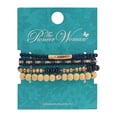 The Pioneer Woman Blue and Gold Beaded Adjustable Bracelet Set, 4 Pack