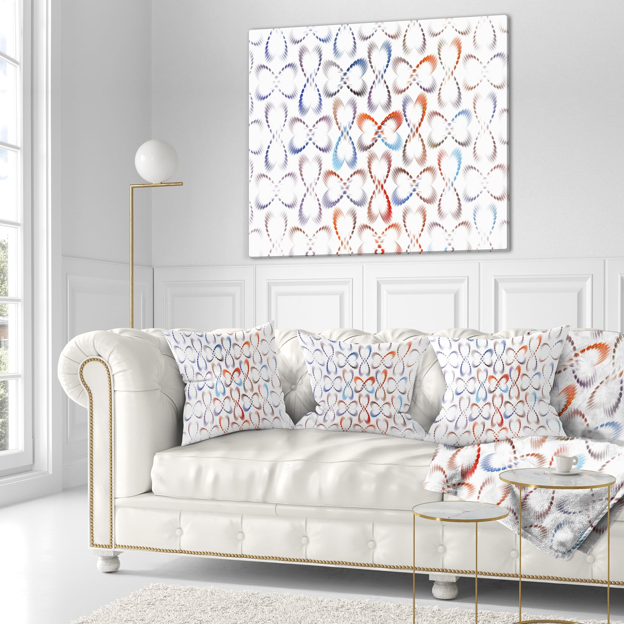 Designart Butterflies Fractal Outline Art - Abstract Throw Pillow - 18x18