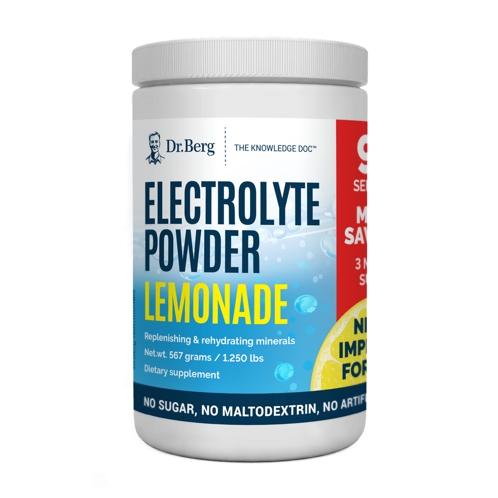 Dr. Berg's Electrolyte Powder, Lemonade PLUS 90 Servings