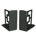 thumbnail image 3 of Zeckos Black Cast Iron Geometric Bookends Home Decor Set of 2, 3 of 5