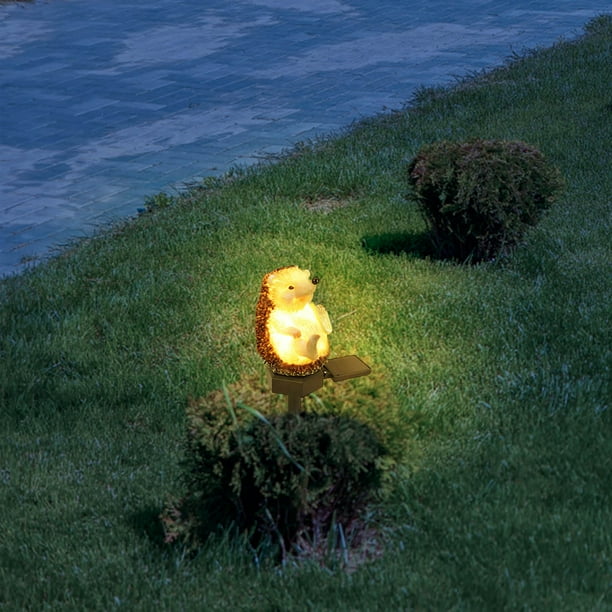 Fiudx Lámpara Solar de Erizo de Resina, Encantadora Decoración de Jardín, Carga Solar Eficiente, Diseño Resistente a La Intemperie, Solución de Iluminación Exterior, Complemento Festivo para El Jardí