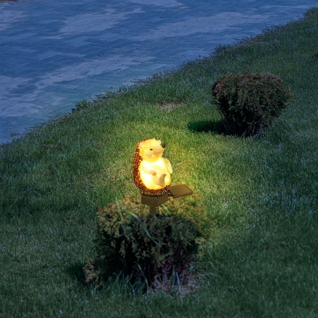 Xihbxyly Lámpara Solar de Erizo de Resina, Encantadora Decoración de Jardín, Carga Solar Eficiente, Diseño Resistente a La Intemperie, Solución de Iluminación Exterior, Complemento Festivo para El Ja