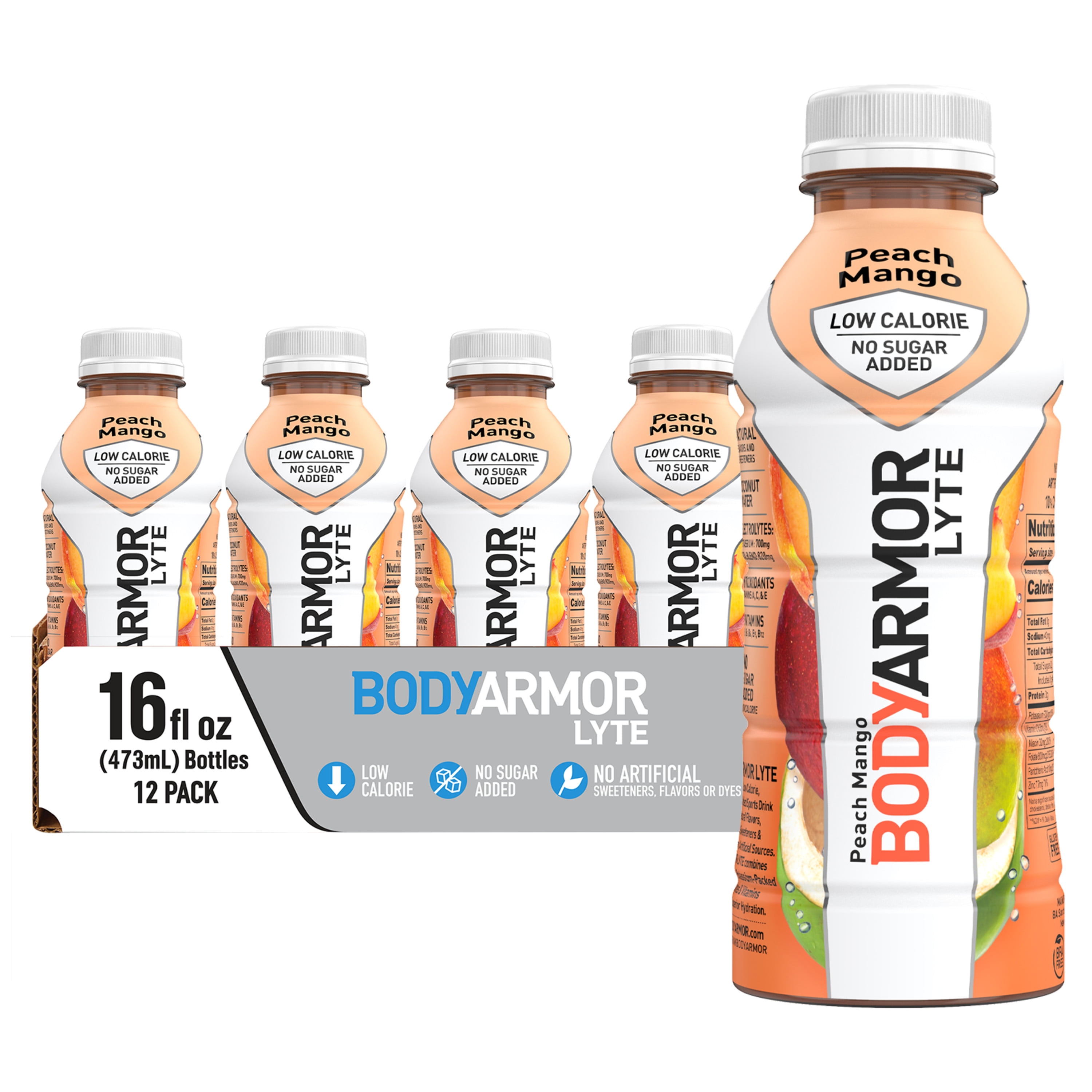 BODYARMOR LYTE Sports Drink, Peach Mango, 16 Fl. Oz., 12 count