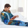 thumbnail image 6 of Disketp Stained Glass Ocean Wave Mens Pajama Set, Soft Warm Long Sleeve Sleepwear, Cozy Button-Down Pjs for Men-X-Large, 6 of 7