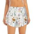 thumbnail image 2 of Xecao's Fall Rabbit for a double-layer running short for women, perfect for gym, tennis, and more, featuring a convenient pocket., 2 of 9