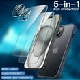 thumbnail image 3 of JETech 5 in 1 Matte Case for iPhone 15 6.1-Inch with 2-Pack Each Tempered Glass Screen Protector and Camera Lens Protector, Translucent Back Shockproof Phone Cover (Storm Blue), 3 of 7