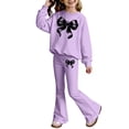 thumbnail image 4 of Kids Girls 2 Piece Set Textured Flower Applique Top & Elastic Waist Yellow Pants Soft Breathable Outfit Light Purple Size 8-9 Years, 4 of 4