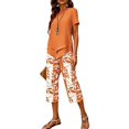 thumbnail image 5 of Women's Printed Casual Two Piece Set Cropped Top and Half Length Bottoms Modern Outfit,Orange,XXXXXL, 5 of 7