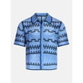 thumbnail image 6 of No Boundaries Men's Faux Crochet Boxy Fit Button Up Polo Shirt, Sizes XS-3XL, 6 of 6