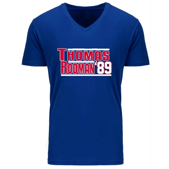 MENS V NECK Isiah Thomas Dennis Rodman Pistons 1989 Shirt T-Shirt