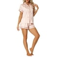 thumbnail image 2 of INSPIRE CHIC Women's Mother's Day Satin Pajama Sets Nightwear Sleepwear Tops with Shorts Lounge Sets L Light Pink, 2 of 6