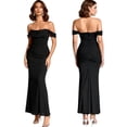 thumbnail image 5 of Womens 2026 Summer Off The Shoulder Dress Ruched Bodycon Sleeveless Split Cocktail Party Maxi Dresses, 5 of 8