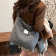 thumbnail image 3 of Womens Shoulder Bags Ladies' Fur Clasp Solid Color Crossbody Single-Shoulder Casual Bag Fashionable and Simple Large-Capacity Handbag Gray, 3 of 4