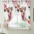 thumbnail image 2 of Spring Floral Pig Swag Curtains for Kitchen/Bedroom/Living Room, Elegant Pink Botanical Scalloped Curtains 63 Inch Long, Rod Pocket Window Swag Topper Curtains Valances 2 Panels Set 36"x63", 2 of 8
