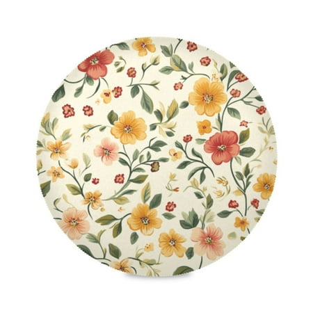 

Round Plate Mat 15.4x15.4 Inchesx4 Placemat Table Mat Kitchen Mat Coffee Mat Fabric Thick Strong Wear-Resistant Heat Resistance Lovely Flower3