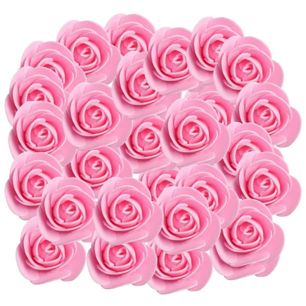 100pcs Cabeza de Flor de Rosa de Espuma Accesorios de cabello Decoración Casera Rosa profundo