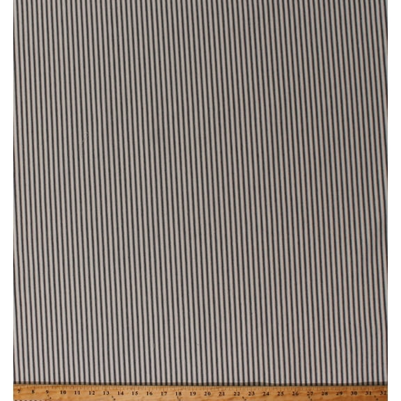 Ticking Stripe Twill Dark Blue on Off-White 58" Wide Home Decor Yarn-Dyed Cotton Fabric by the Yard (1766P-8E)