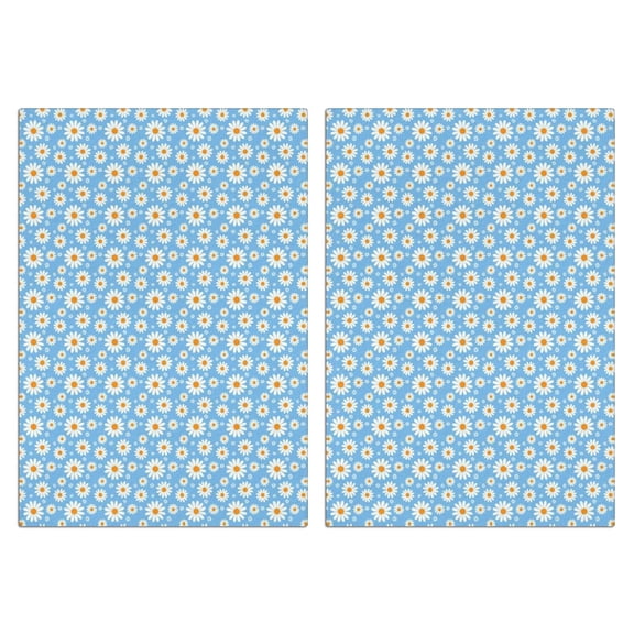 2 Pcs Funny Kitchen Towels,Light Blue Daisy Flower Pattern Microfiber Dish Towels,Kitchen Tea Towels,Kitchen Towel Set (18" X 26")